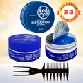 3x RedOne Aqua Hair Wax Blue 150ml + Kamm Perfekter Halt Glanz Styling Wax