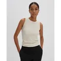 someday Tanktop Geripptes Top KLEANNE Slim aus BCI Cotton Mix beige 42