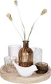 GILDE Dekotablett 7 teiliges Geschenkset – Ostern Deko Teelichthalter mit Tablett kleine Vase Trockenblumen Kleiner Vogel – Teelichthalter Set mit Tablett - Frühling Tischdeko Wohnzimmer modern