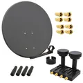 SAT Anlage Antenne 80cm Satelliten Schüssel Quad LNB Monoblock ASTRA HOTBIRD 4K
