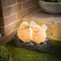 esotec Solarleuchte Gartenfigur Vogelpärchen Vögel auf Baumstamm outdoor 102681 - Braun/Weiß
