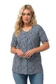 Ulla Popken Damen große Größen Übergrößen Plus Size T-Shirt, Zierfalten, A-Linie, V-Ausschnitt, Halbarm marine 58+ 827125130-58+