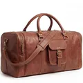 SID & VAIN Weekender Landon aus Vintage Leder I Sporttasche groß Herren 60 cm I Reisetasche Handgepäck braun handgefertigt