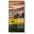 DEQORI Wanduhr 'Toskana Panorama' (Glas Glasuhr modern Wand Uhr Design Küchenuhr) grün 30 cm x 60 cm