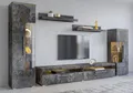 OTTO home Wohnwand India,Breite 290cm moderne Mediawand ohne Beleuchtung, (Set, 5-St., fdete), Anbuwand (Set,5-St, 2xVitrine, 1TV-Schrank, 2xWandregal) viel Stauraum