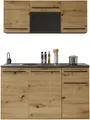 Pantryküche BASIC BY BALCULINA "Jazz Singleküche", beige (küche: natur, korpus: anthrazit, arbeitsplatte: metallic graubraun), B:160cm T:60cm, Komplettküchen-Sets, Pantryküche, Breite 160 cm, wahlweise mit E-Geräten und Mikrowelle