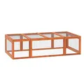 PawHut Hasenstall Kaninchenstall aus Tannenholz Winterfest Kaninchenkäfig mit aufklappbar Dach 180x90x48 cm Kleintierstall Hasenkäfig für Kleintiere Kaninchen Meerschweinchen Indoor Outdoor Orange