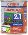 Wilckens 2in1 Acryl Buntlack für Innen und Außen, glänzend, 125 ml, RAL 1021 Rapsgelb