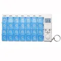 Cisixin 7 Tage Digitale Pillendose mit Alarm,Tablettenbox mit 28 Fächern(Blau)