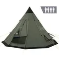 CampFeuer Tipi Zelt Spirit für 4 Personen, 3000 mm Wassersäule, Olivgrün, Indianerzelt für Camping - Grün