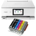 Canon PIXMA TS8751 Tintenstrahl Multifunktionsdrucker weiß mit 6 kompatiblen XXL Patronen - Weiß