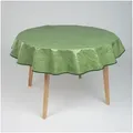 laro Tischdecke 140cm runde Tischdecke mit Saum-Eingefasst Leinenoptik Gruen Meliert braun