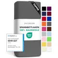 Jacobson Jersey Spannbettlaken Spannbetttuch Baumwolle Bettlaken (XL Topper 180-200x220 cm, Anthrazit)
