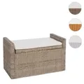 Sitzbank M92 Garderobenbank Bank Sitzhocker, mit Stauraum Kissen Kubu Rattan 88cm ~ kubu grau