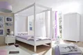 ANGEBOT Himmelbett Einzelbett "LaLuna" B-WARE Kiefer massiv weiß 90x200 cm Bett