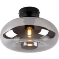 QAZQA Art Deco Deckenleuchte Schwarz mit Rauchglas Busa