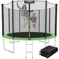 Kinetic Sports Gartentrampolin SALTO PLUS, Ø 305 cm, Komplett-Set mit Leiter, Regenplane, Einstiegsleiter grün 305 cm