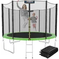 KINETIC SPORTS Trampolin Outdoor 'Salto Plus' Ø 305 cm - Komplett-Set für Kinder, USA Sprungtuch, Netz, Randpolster, Leiter - Grün