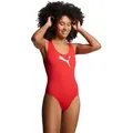 PUMA Badeanzug PUMA SWIM WOMEN SWIMSUIT mit Logoprint vorn rot XS