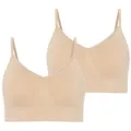 Jockey Bralette Seamfree Stretch (2er Pack) Ohne Seitennähte, Breites Unterbrustband, V-Ausschnitt beige M
