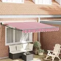 vidaXL Automatische Einziehbare Markise Rote und Weiße Streifen 350x250 cm