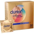 durex Kondome Natural Feeling – Latexfreie Kondome aus Real-Feel-Material & mit anatomischer Easy-On-Form, 30 St.
