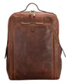 Corno d´Oro Freizeitrucksack Handmade Rucksack Herren Leder Lederrucksack Damen Groß, vintage braun, für 15,6 /17 Zoll Laptop, mit Organizerfach