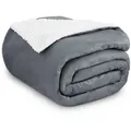 Wohndecke in Lammfell-Optik Kuscheldecke weich & flauschig - Sherpa Fleecedecke, Gräfenstayn, Warme Wolldecke & Sofaüberwurf Tagesdecke für Couch & Sofa grau 220 cm x 240 cm