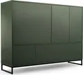 BETTSO Kommode GENUA Türkommode für Wohnzimmer und Schlafzimmer Flaschengrün Metallbeine 160x45x120