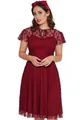 Voodoo Vixen A-Linien-Kleid Melody Burgundy Lace Flare Dress Retro Vintage Spitze