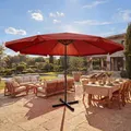 Sonnenschirm Meran Pro, Gastronomie Marktschirm mit Volant Ø 5m Polyester/Alu 28kg bordeaux ohne Ständer