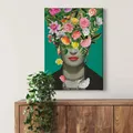 Bricoflor Modernes Leinwand Bild Mit Frau Und Blumenkopf Frida Leinwandbild Mit Blumen Und Vogel Design Ausgefallenes Wandbild Bunt Für Wohnzimmer