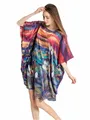 Damen Seidennachthemd Schlafkleid Schlafhemd 100% Seide Kunst-Druck Silk Pyjama