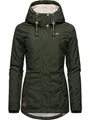 Ragwear Damen warme kurze Winterjacke mit Kapuze Monade Intl Dark Olive22 Gr. XXL