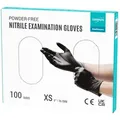EUROPAPA Nitril-Handschuhe Medical Einmalhandschuhe Untersuchungshandschuhe (100 Stück, puderfrei ohne Latex, Gummihandschuhe) unsteril latexfrei disposible gloves schwarz XS