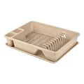 Engelland Abtropfgestell, Abtropfgitter, Farbe: Sand, Geschirrständer, Küche, Abtropfschale, Geschirrkorb, Abtropfkorb, aus Kunststoff, für bis zu 11 Teller, L 42 x B 32,5 x H 8,5 cm