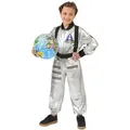 Funny Fashion Kostüm Astronaut Tobias für Kinder - Silber Anzug, Glänzend 104