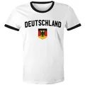 MoonWorks Print-Shirt Klassisches Herren WM-Shirt Deutschland Flagge Retro Trikot-Look mit Print schwarz|weiß XXL