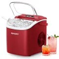 EUHOMY Eiswürfelmaschine Kleine - 9 Eiswürfel in 6 Minuten, Selbstreinigend, Mit Tragegriff und Eiskorb, 12 KG/Tag, Für Küche, Zuhause, Camping, RV, Rot