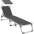 SONGMICS Gartenliege, klappbar 193 x 55 x 31 cm verstellbar rauchgrau - Grau