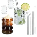 Relaxdays Trinkgläser gewellt 4er Set Transparent