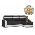 KomfortWelt24 Ecksofa mit Schlaffunktion und praktischem Bettkasten - Bequemer Eckcouch 214x140 cm L-Form CONDI Grau/Weiß - Grau/Weiß