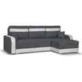 SENTO TRADE Ecksofa mit Schlaffunktion, Bettkasten, L-Form Eckcouch, Schlafsofa, Bonellfederkern, CONDI (grau-weiß)