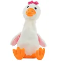 Kögler 75997 - Labertier Gans Gabi mit Schleife, ca. 26 cm groß, nachsprechende Plüschfigur mit Wiedergabefunktion, plappert alles nach und bewegt sich