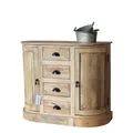 Kommode GUILLON halbrund braun Massivholz Landhaus Antik Barock Vintage