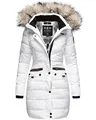 Navahoo Damen Winter Jacke Stepp Parka Mantel Winterjacke warm gefüttert Kunstpelz PAULA XS-XXL (Weiß, S)