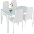 Tectake Esszimmergruppe Berlin 5 Teilig Esstisch Mit 4 Stühlen  120 x 70 x 75 cm Weiß