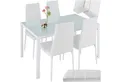 tectake Sitzgruppe Essgruppe Berlin 4+1, gepolstert mit Kunstlederbezug, weiß, (Set., 5-tlg), Robuste Tischplatte aus Sicherheitsglas