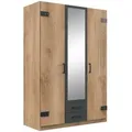 Mid.you Drehtürenschrank Wimex Liverpool, Graphit, Eiche, Holzwerkstoff, 2 Schublade(n) Schubladen, 135x198x58 cm, BQ - Bündnis für Qualität, Made in Germany, DIN EN ISO 9001, Schrankfront mit Spiegel, Kinder- & Jugendzimmer, Jugendmöbel, Jugendkleiderschränke