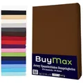 Buymax Spannbettlaken Wasserbett Spannbettlaken für Boxspringbetten Matratzen bis 35 cm Höhe, Jersey, Gummizug: Rundumgummi, (1 Stück), Spannbetttuch 97% Baumwolle, 3% Elasthan, atmungsaktiv, 40 cm Steghöhe beige|braun 180-200 cm x 200-220 cm